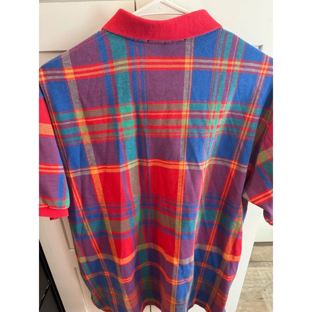 Vintage Polo Ralph Lauren Mens XL Plaid Polo Shirt Made in USA Classic Fit Red